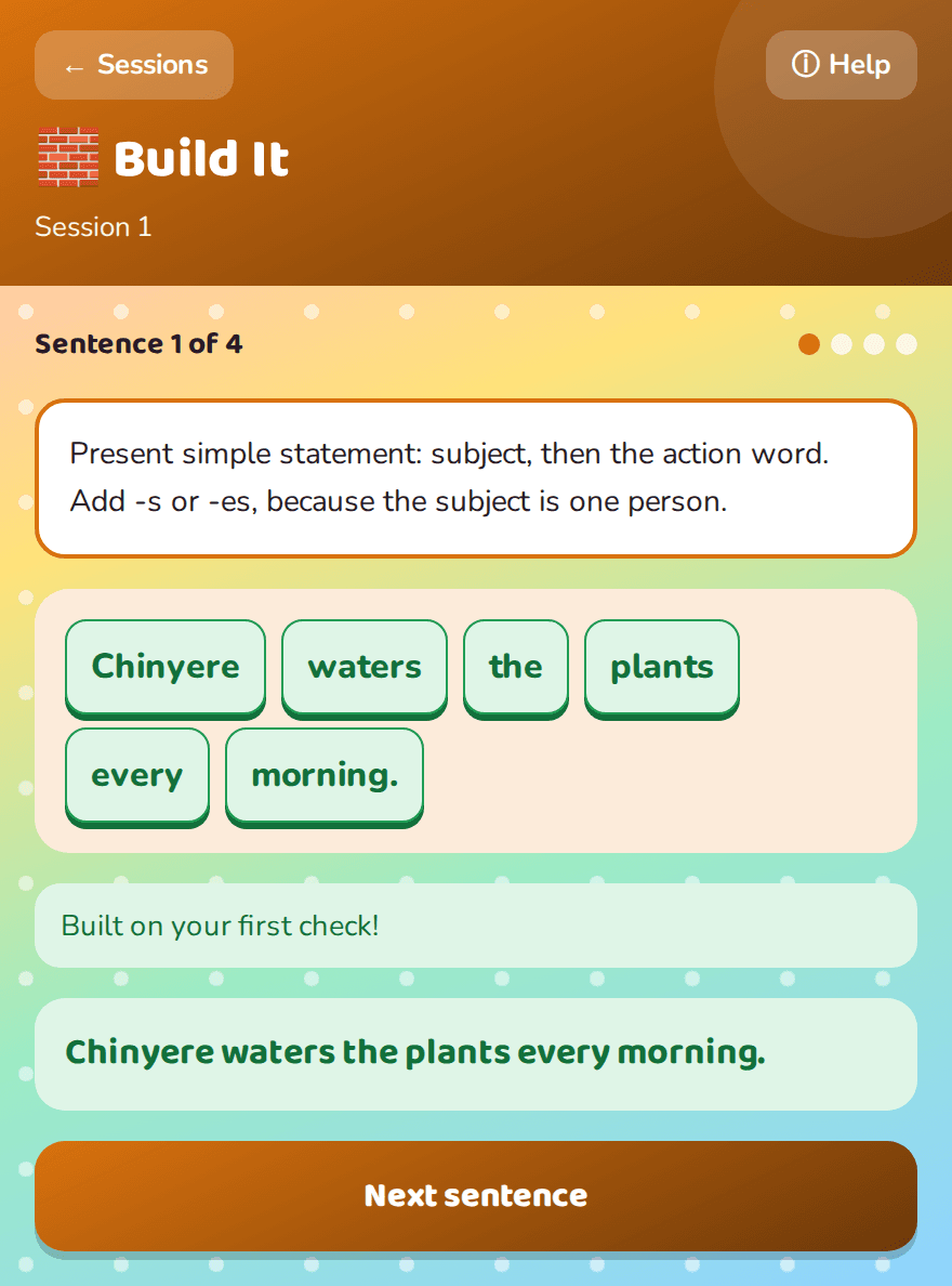 Build It sentence game