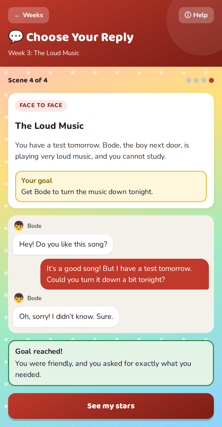 Choose Your Reply game screen